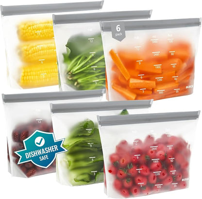 IDEATECH Reusable Bags Dishwasher Safe, BPA Free Reusable Gallon Freezer Bags by IDEATECH