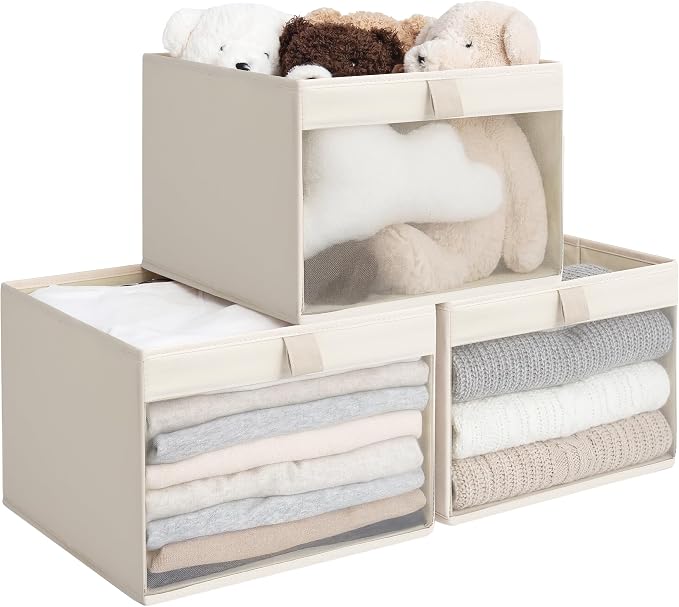 StorageWorks Storage Bins with Clear Window, Large Fabric Closet Organizer by StorageWorks