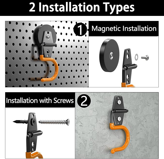 3-H Magnetic Mop Broom Holder and Mop Organizer 4 Pack, Heavy Duty Strong - Image 4