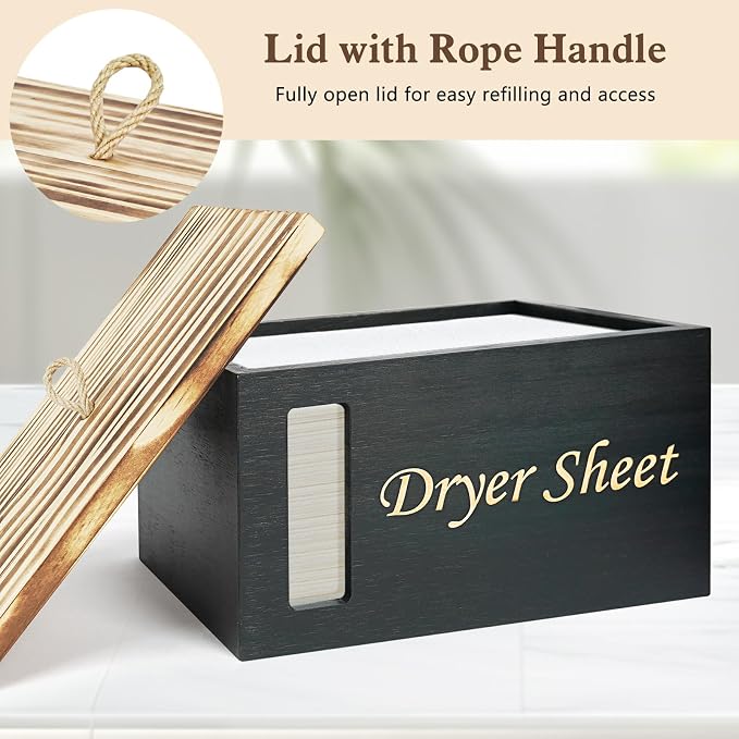 2 Pcs Wood Laundry Pods Container & Dryer Sheet Holder, Solid Pine Laundry - Image 6