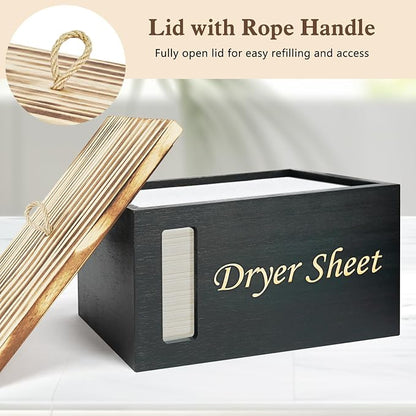 2 Pcs Wood Laundry Pods Container & Dryer Sheet Holder, Solid Pine Laundry - Image 6