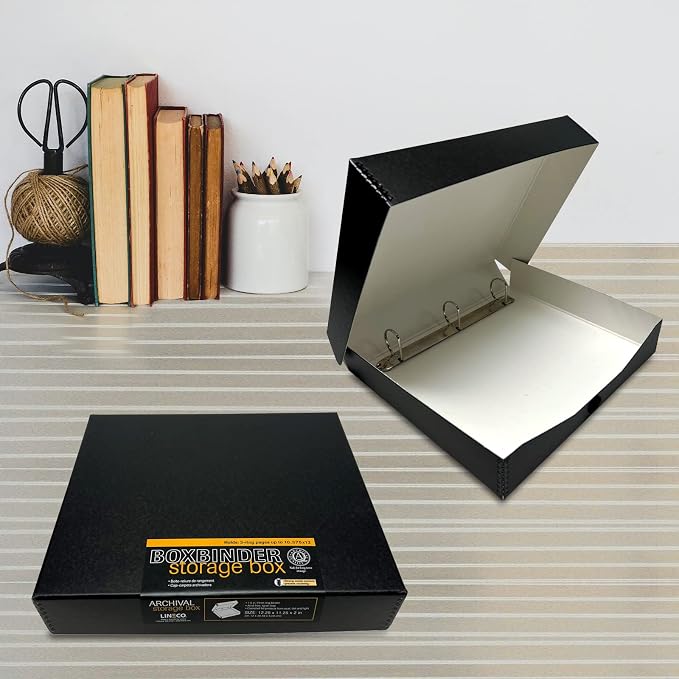 Lineco Archival Oversized 3-Ring Album Box, 13.25x11.75x2.5 inch, Holds Up 55 - Image 8