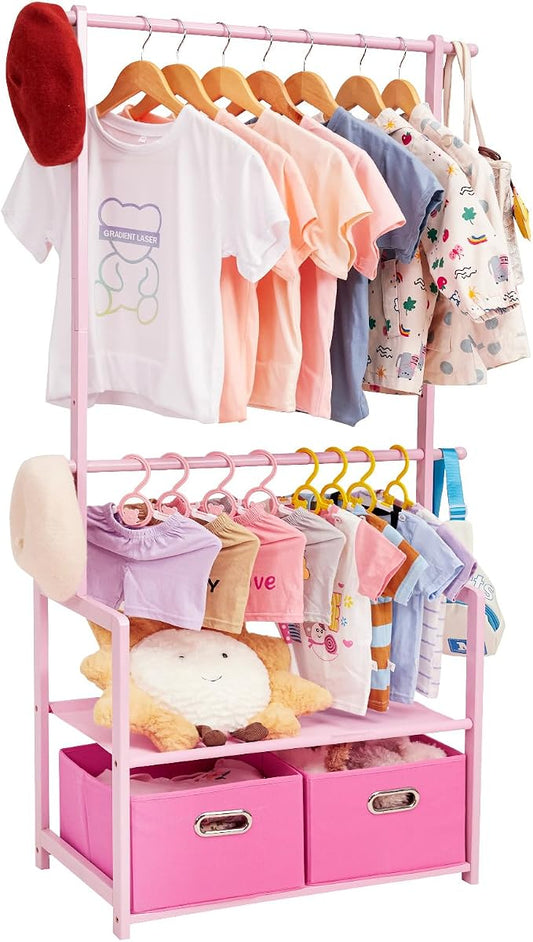 Bamboo Kids Clothing Rack: Holds Up To 121 Lbs of Dress-Up Clothes | 2 by Vilaxing