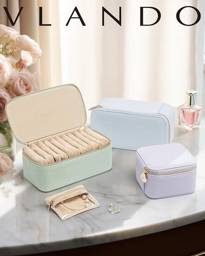 Vlando Travel Jewelry Case Organizer, Small Jewelry Box - Image 7