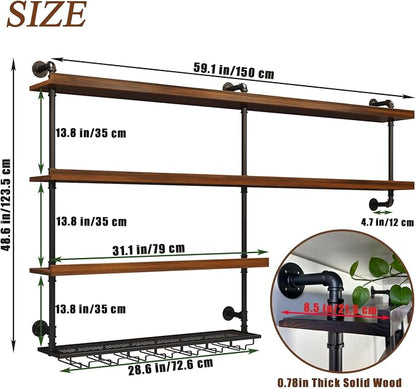 Solid Wood Wall Mounted Wine Rack, Large Wine Rack - Image 3