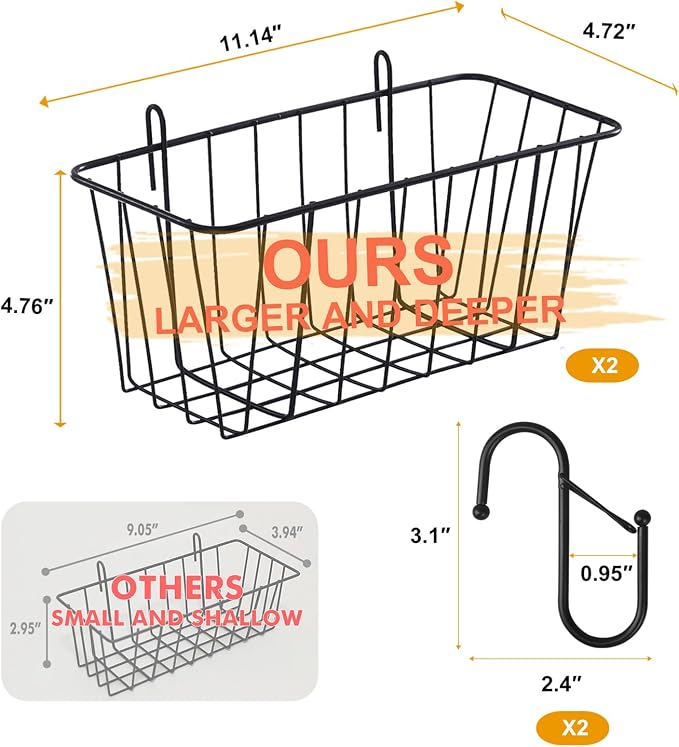 2 Pack Large Grid Wall Baskets - Image 2