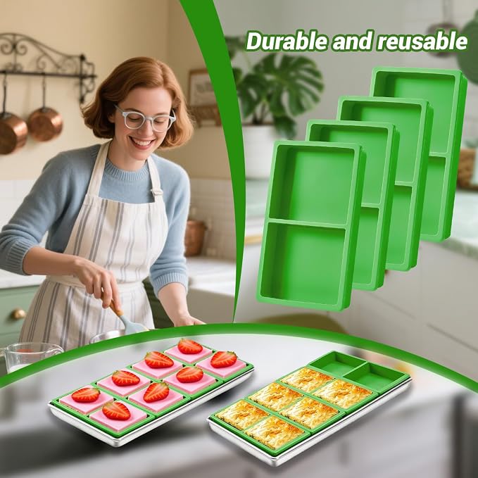 4-Piece Green Silicone Freezer Molds & Trays, Silicone Tray Dividers - Image 5
