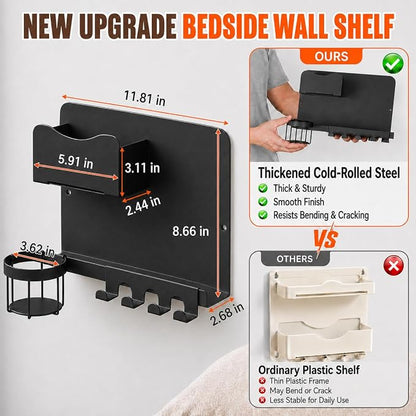 Floating Bedside Wall Shelf, Metal Bedside Wall Organizer - Image 2