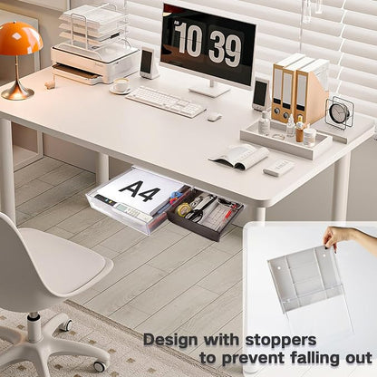 OSPNIEEK Self-adhesive Under Desk Drawer Organizer, 2 Pack Table Hidden Slide - Image 7