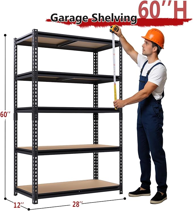Heavy Duty Garage Shelving, 5-Tier Garage Storage Shelves, 2400LBS Storage - Image 2