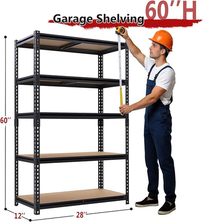 Heavy Duty Garage Shelving, 5-Tier Garage Storage Shelves, 2400LBS Storage - Image 2