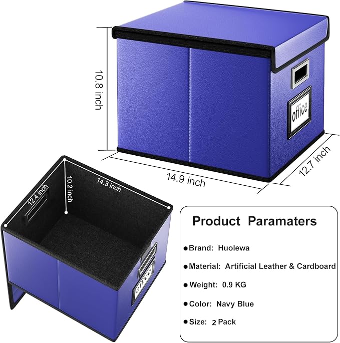 File Organizer Box with Lids, Collapsible File Folder Organizer | File Box with - Image 6