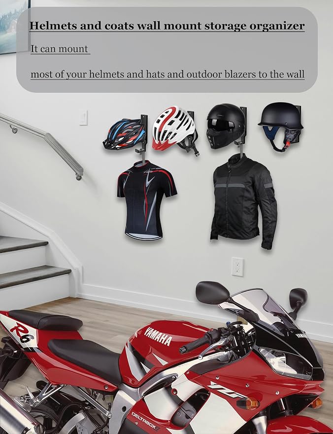 Universal Helmet Wall Mount Organizer 2 Pack, Helmet Rack - Image 4