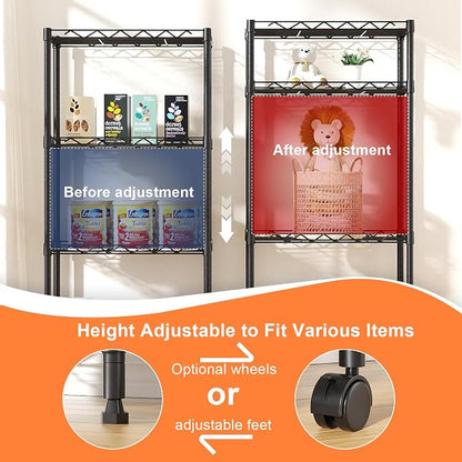 4-Tier Wire Shelf Metal Rack, Narrow Wire Shelving Unit, Small Wire Shelf | - Image 5