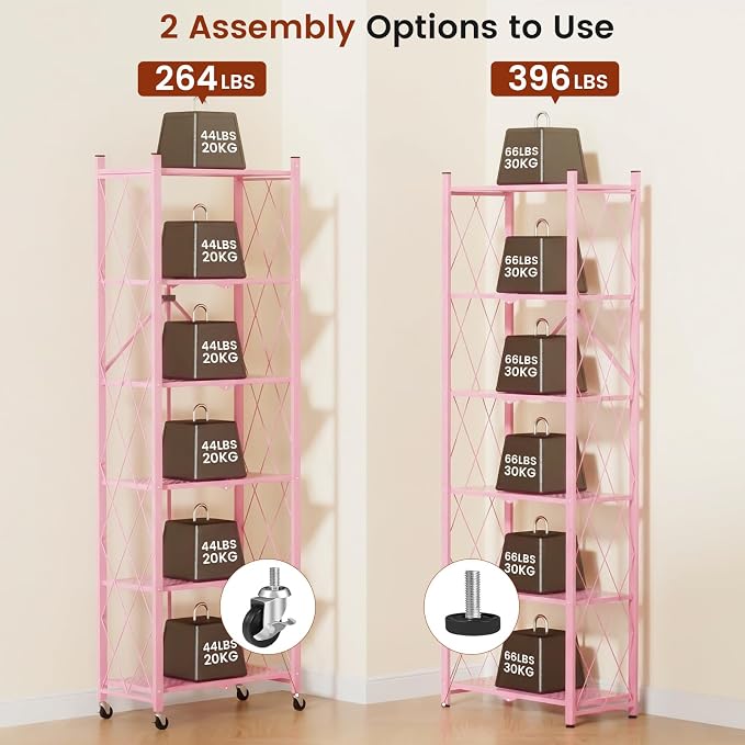ALANNG 73.6 Inch Folding Bookshelf, 6 Tier Metal Bookcase and Bookshelves | - Image 6
