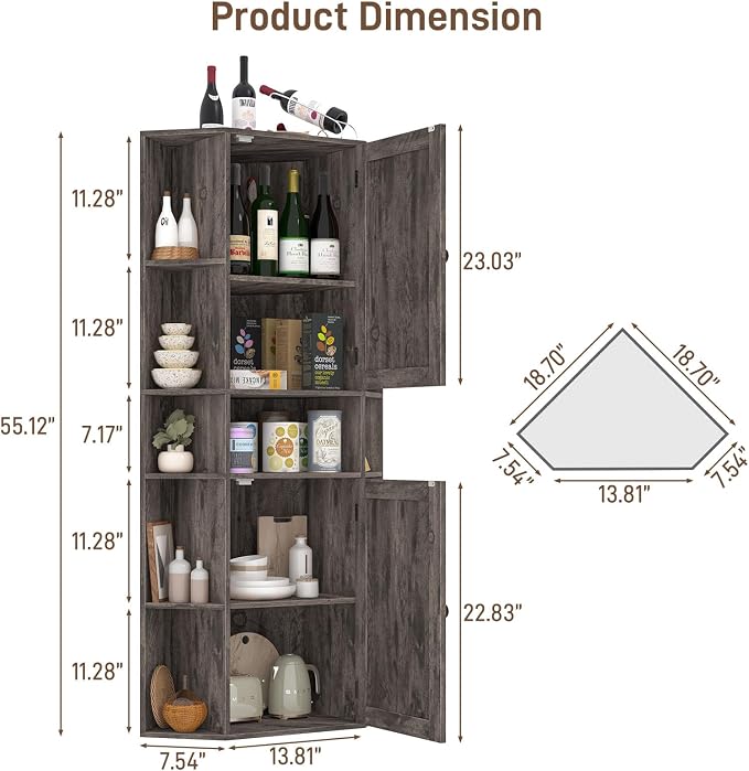 Farmhouse Corner Cabinet, Tall Corner Storage Cabinet - Image 2