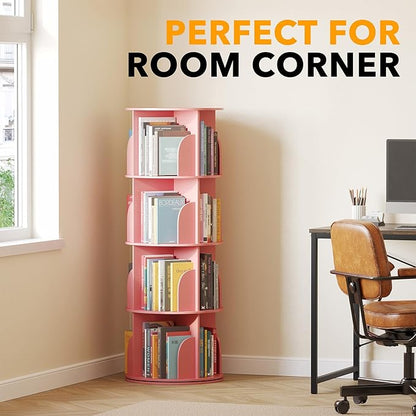 SpaceAid 4 Tier Rotating Bookshelf Tower, Spinning Bookcase Lazy Susan - Image 5