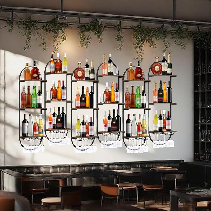 Wall Mount Wine Rack, 3-Tier Metal Oval Design Wine Rack Wall Mounted, Wine - Image 3