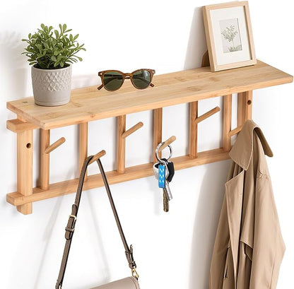 Coat Rack Wall-Mounted with Shelf Coat Hooks Wall Mount with Shelf Entryway by YeadCedle
