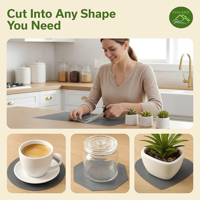EVALAND Shelf Liners for Kitchen Cabinets Non-Adhesive 12" x 33 FT Grey Drawer - Image 8