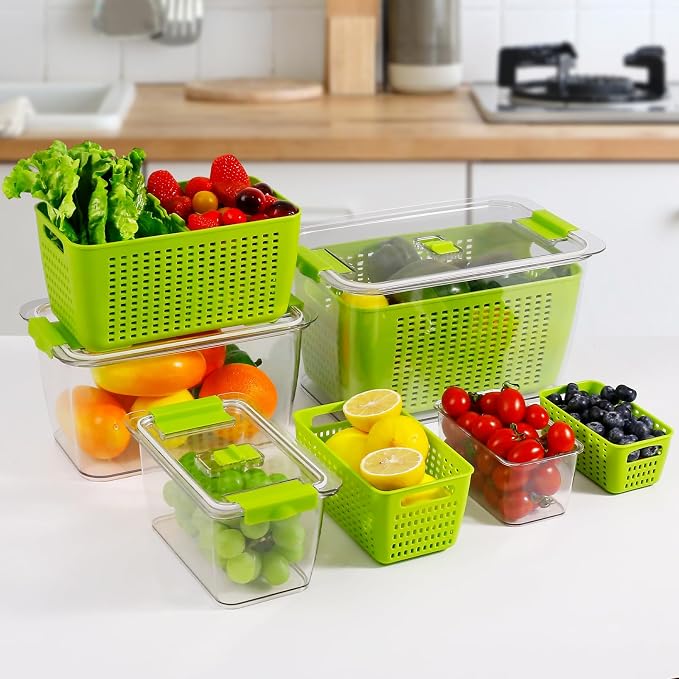 LUXEAR Fruit Vegetable Storage Container, 4 Pack Fresh Containers - Image 8