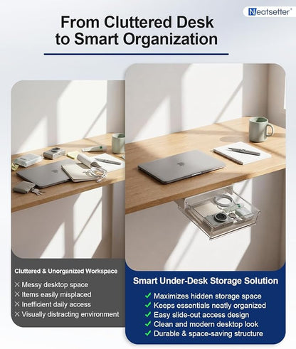 Clear Storage Drawer – 25° Tilted Front, Self-Adhesive Organizer - Image 6