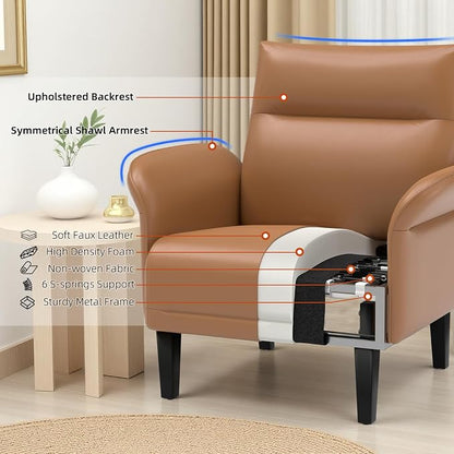 2-Pack Faux Leather Accent Sofas, Symmetrical Shawl Armchairs - Image 5