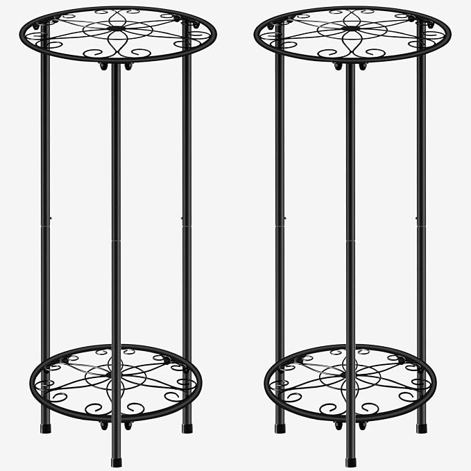 CASIMR Plant Stand Indoor Outdoor, Metal Rustproof Flower Shelf 2 Tier 23.9 inch by CASIMR