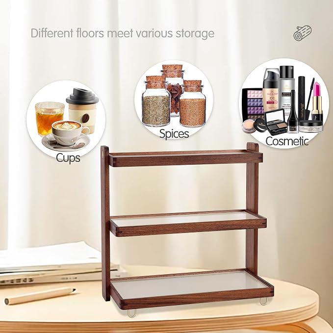 Coffee Mug Holder Wooden Cup Rack, 3-Tier Acrylic Home Coffee Mug Display Rack - Image 8