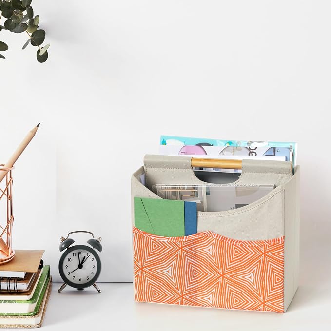 EZDeco Magazine Holder, Boho Foldable Magazine Rack Storage Basket - Image 2