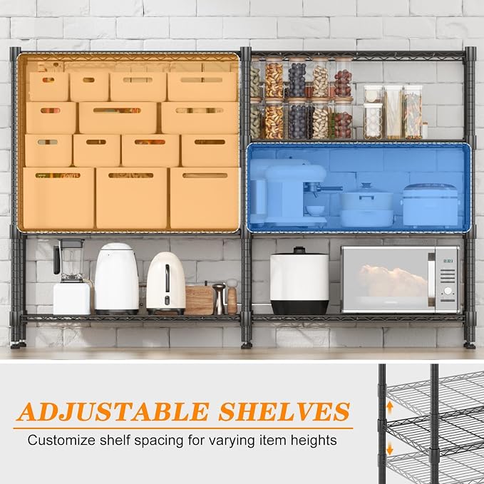 Homdox 4-Tier Adjustable Metal Storage Shelves, Space-Saving Corner Rack - Image 3
