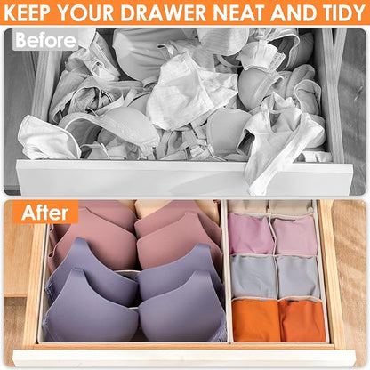 Criusia 6 Pack Sock Underwear Drawer Organizer Dividers, 58 Cell Foldable - Image 2