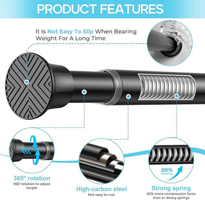 Spring Tension Curtain Rod 24-46 inch, Adjustable Expandable Tension Curtain - Image 2