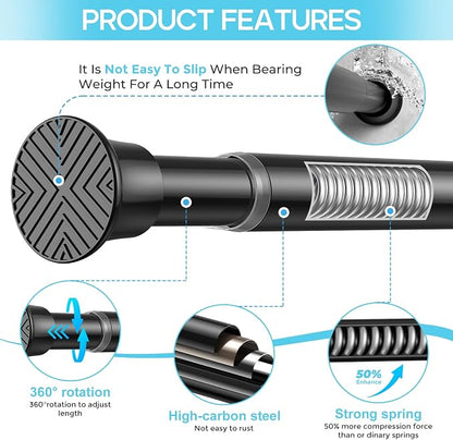 Spring Tension Curtain Rod 32-62 inch, Adjustable Expandable Tension Curtain - Image 2