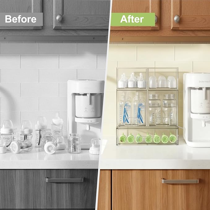 Bottle Storage Organizer Baby: Clear Stackable Storage Drawers, Acrylic Bottles - Image 6