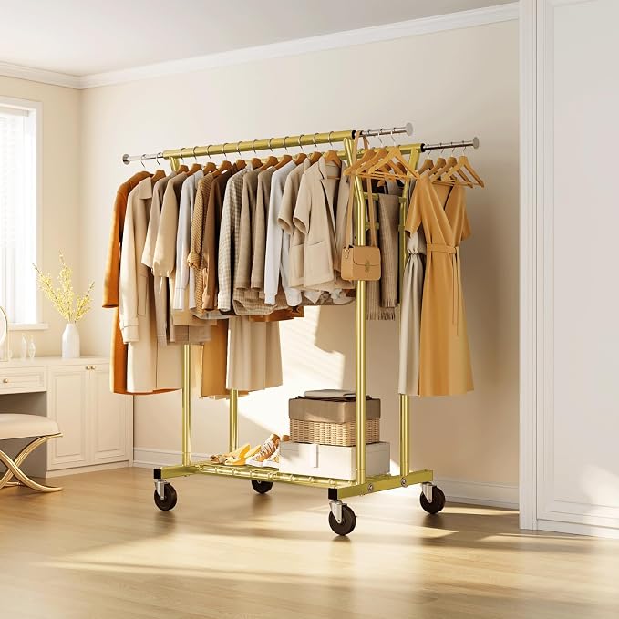 HYSEYY Heavy Duty Clothes Rack, Rolling Clothing Rack - Image 8