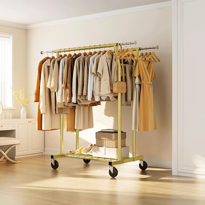 HYSEYY Heavy Duty Clothes Rack, Rolling Clothing Rack - Image 8
