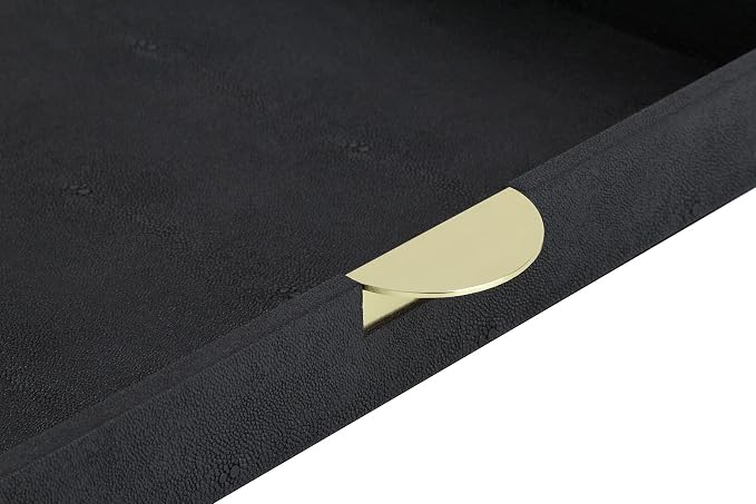 HofferRuffer Faux Leather Decorative Serving Tray, Elegant Coffee Table Ottoman - Image 3