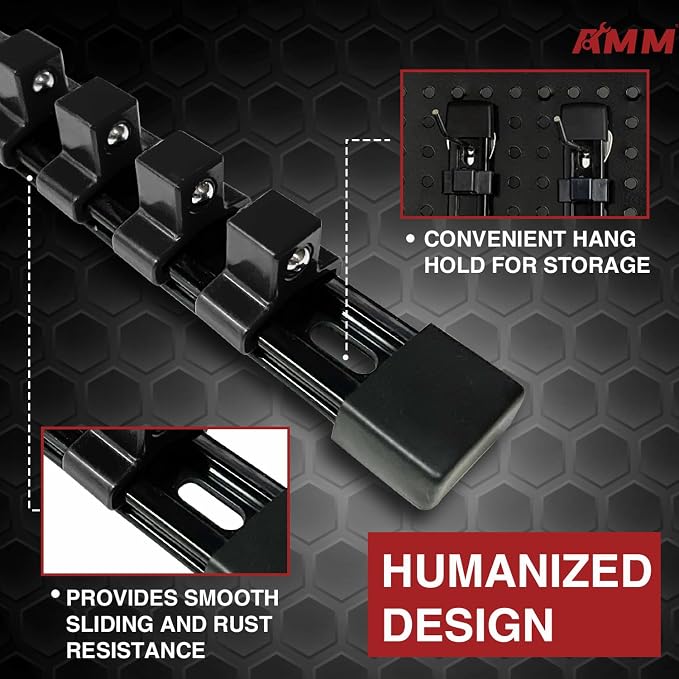 AMM 9-Piece Socket Organizer, 1/2 inch, 3/8 inch and 1/4 inch Drive ABS - Image 4