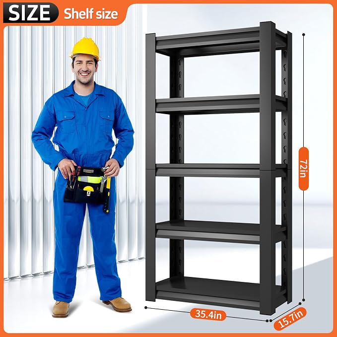 72" H Garage Shelving Unit, Garage Storage Shelves 2500LBS Heavy Duty Shelving - Image 3