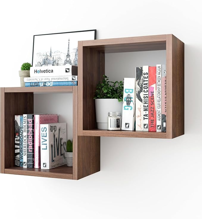 Cube Floating Shelves Set2, Display Shelves Wall Mount 7.75" D x 12.5" W x by Kaboon