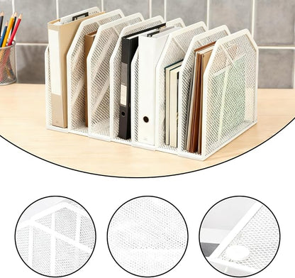 7-Grid Detachable Vertical File Organizer, Metal Mesh File Holder - Image 3