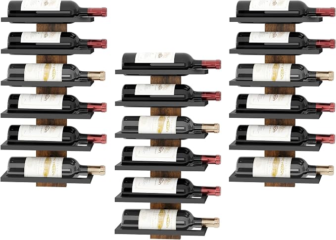 Hoctieon 3-Set 6 Tier Wall Mount Wine Rack, Wall Mounted Wine Bottle Racks by Hoctieon