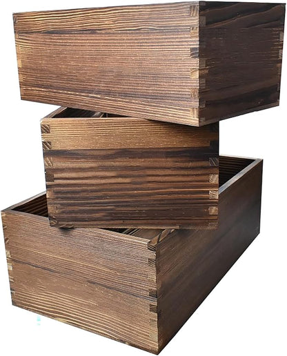Decorative Nesting Wooden Crates Burnt Umber Stained Rustic Crate Boxes Wood by JFFCESTORE