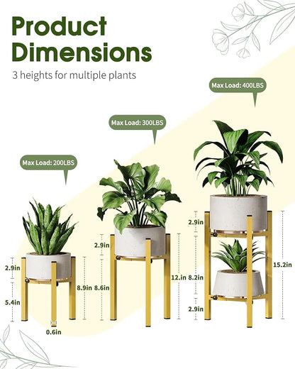 3 Pack Plant Stand Indoor Adjustable, Metal Modern Indoor Plant Stand, Heavy - Image 2