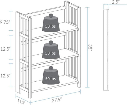 Casual Home 3-Shelf 27.5" Wide Folding Stackable Bookcase - Image 3