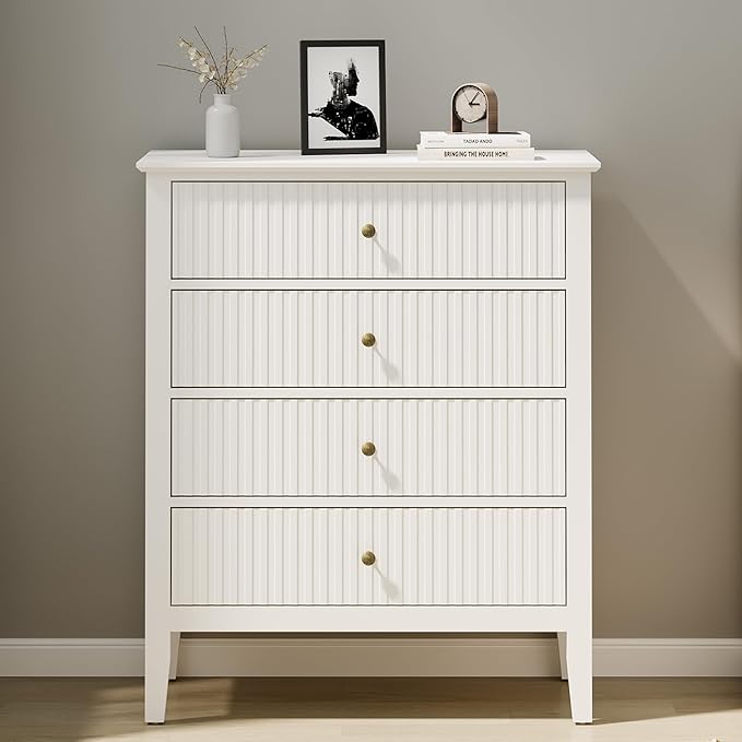 RoyalCraft White Fluted 4 Drawer Dresser by Bringyoubetterlife