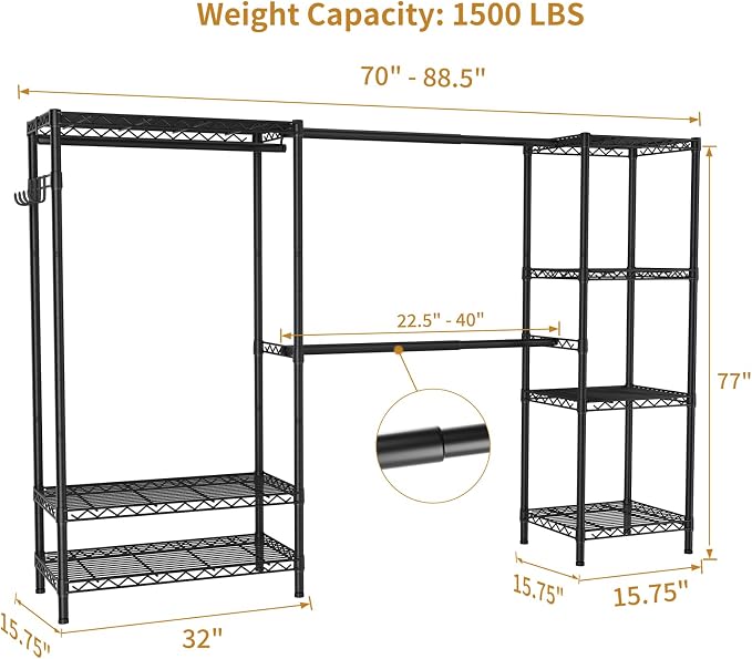Golpart Heavy Duty Clothes Rack Metal Wardrobe - Image 4