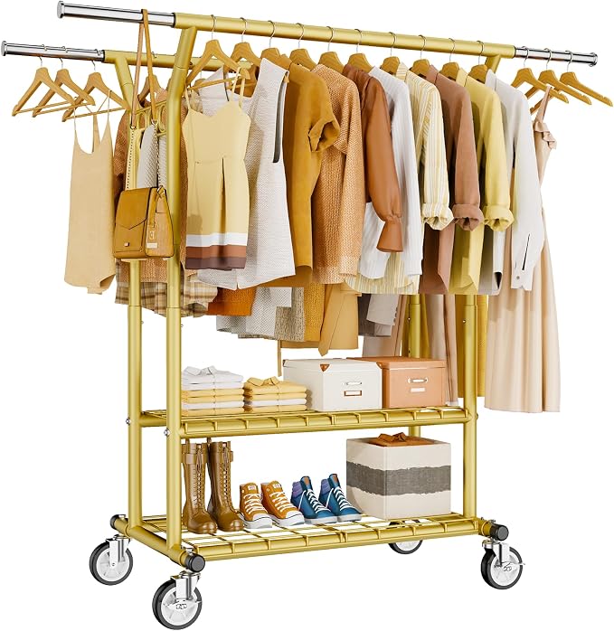 HYSEYY Heavy Duty Clothes Rack, Rolling Clothing Racks by HYSEYY
