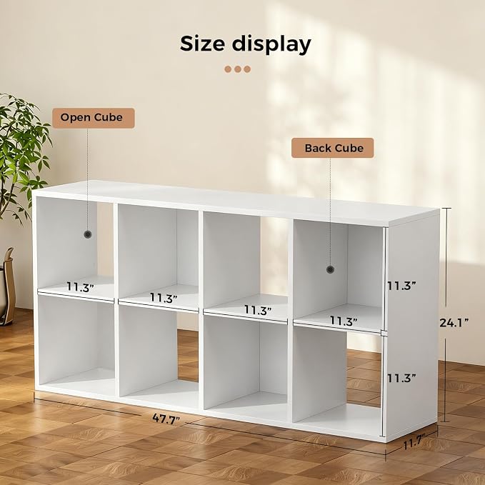 LUCKLIFE 8-Cube Storage Organizer, Stackable Modular Bookcase Shelf - Image 2